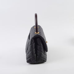 Chanel Caviar Small Coco Handle with Lizard Top Handle Black