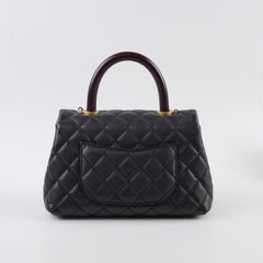 Chanel Caviar Small Coco Handle with Lizard Top Handle Black