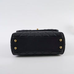 Chanel Caviar Small Coco Handle with Lizard Top Handle Black