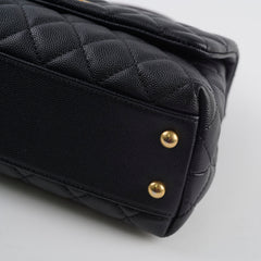 Chanel Caviar Small Coco Handle with Lizard Top Handle Black