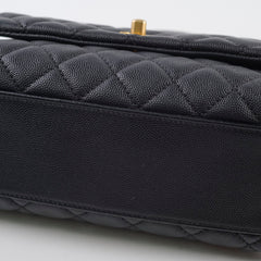 Chanel Caviar Small Coco Handle with Lizard Top Handle Black