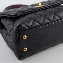 Chanel Caviar Small Coco Handle with Lizard Top Handle Black