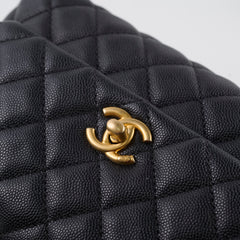 Chanel Caviar Small Coco Handle with Lizard Top Handle Black