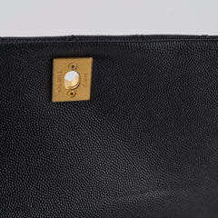Chanel Caviar Small Coco Handle with Lizard Top Handle Black