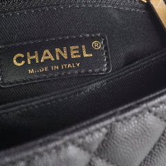 Chanel Caviar Small Coco Handle with Lizard Top Handle Black