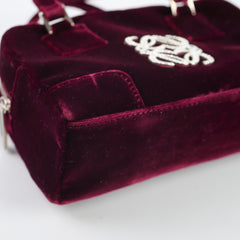 Loewe Mini Amazona Burgundy Velvet with Crystal Anagram