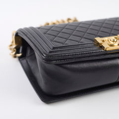 Chanel New Medium Boy Bag Black Lambskin GHW
