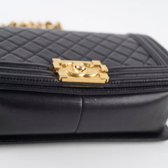 Chanel New Medium Boy Bag Black Lambskin GHW