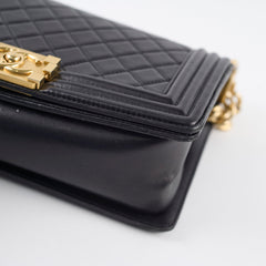 Chanel New Medium Boy Bag Black Lambskin GHW