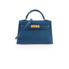 Hermes Mini Kelly Epsom Deep Blue GHW 2025