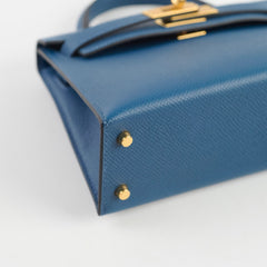 Hermes Mini Kelly Epsom Deep Blue GHW 2025