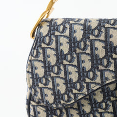 Christian Dior Medium Oblique Saddle Bag Navy