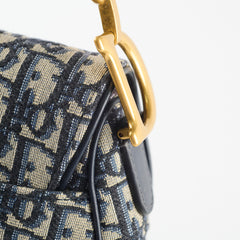 Christian Dior Medium Oblique Saddle Bag Navy