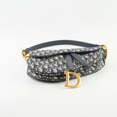 Christian Dior Medium Oblique Saddle Bag Navy