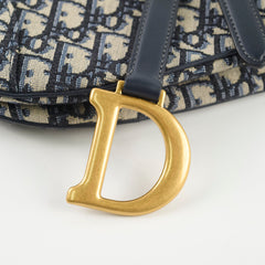 Christian Dior Medium Oblique Saddle Bag Navy