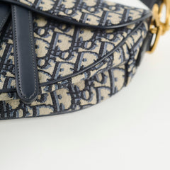 Christian Dior Medium Oblique Saddle Bag Navy