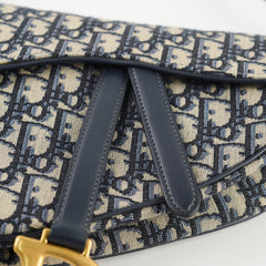Christian Dior Medium Oblique Saddle Bag Navy