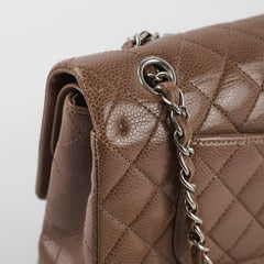 Chanel Medium Classic Flap Taupe Grey Caviar SHW (14 series)