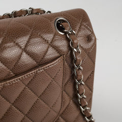 Chanel Medium Classic Flap Taupe Grey Caviar SHW (14 series)