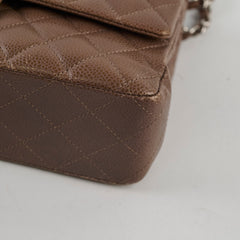 Chanel Medium Classic Flap Taupe Grey Caviar SHW (14 series)