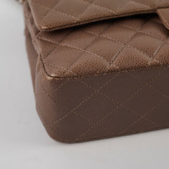 Chanel Medium Classic Flap Taupe Grey Caviar SHW (14 series)