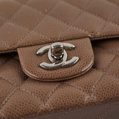 Chanel Medium Classic Flap Taupe Grey Caviar SHW (14 series)