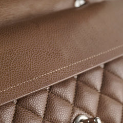 Chanel Medium Classic Flap Taupe Grey Caviar SHW (14 series)
