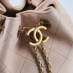 Chanel Caviar Drawstring Bucket Bag Light Pink 2020