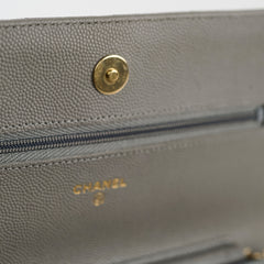 Chanel Caviar Wallet on Chain WOC Grey Microchipped