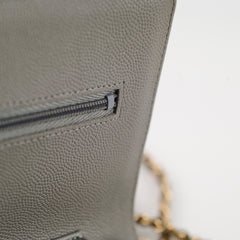 Chanel Caviar Wallet on Chain WOC Grey Microchipped