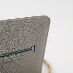 Chanel Caviar Wallet on Chain WOC Grey Microchipped