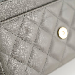 Chanel Caviar Wallet on Chain WOC Grey Microchipped