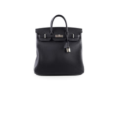 Black leather handbag with silver hardware 