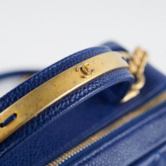 Chanel Blue Leather Caviar Blue Bowling Bag