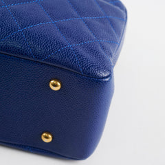 Chanel Blue Leather Caviar Blue Bowling Bag
