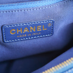 Chanel Blue Leather Caviar Blue Bowling Bag