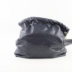 Chanel Small 22 Bag Navy Caviar Light Gold Hardware