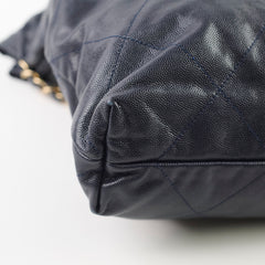 Chanel Small 22 Bag Navy Caviar Light Gold Hardware