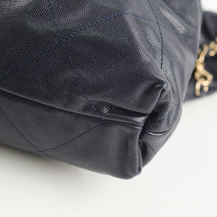 Chanel Small 22 Bag Navy Caviar Light Gold Hardware