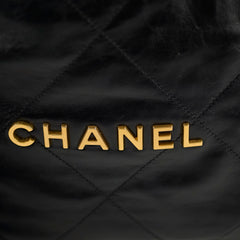 Chanel 22 Calfskin Large GHW Black Microchip