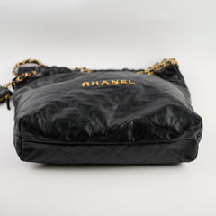 Chanel 22 Calfskin Large GHW Black Microchip