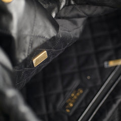 Chanel 22 Calfskin Large GHW Black Microchip