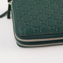 Gucci Guccissima Leather Travel Wallet Green