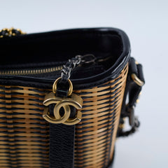 Chanel Small Raffia Gabrielle Bag Black/Brown 2019