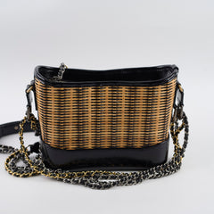 Chanel Small Raffia Gabrielle Bag Black/Brown 2019