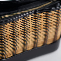 Chanel Small Raffia Gabrielle Bag Black/Brown 2019