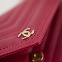 Chanel Chevron Statement Wallet On Chain WOC Red Series 26