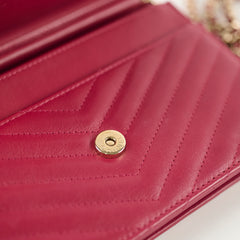 Chanel Chevron Statement Wallet On Chain WOC Red Series 26