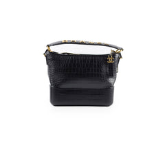 Chanel Gabrielle Large Croc Embossed Bag Black