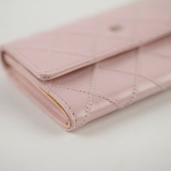 Chanel Matelasse Leather Pink Clip Cardholder